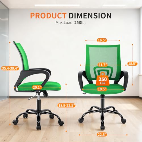 BestOffice | Ergonomic Office Chair | Green | Pack of 1 | Mesh Desk Chair