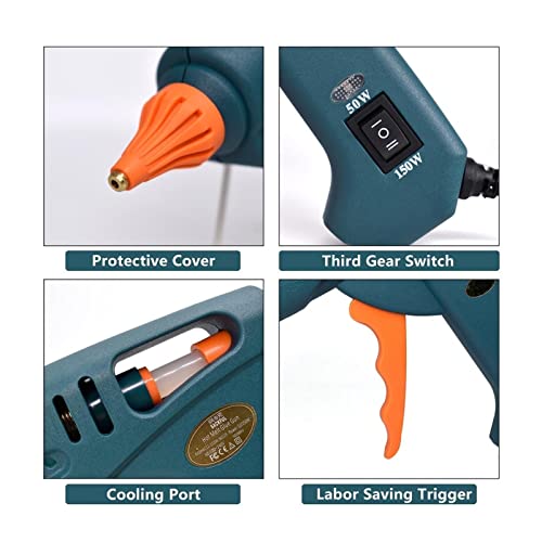 LIBODD Hot Glue Gun Hot Melt Glue Gun 15 in 1 Tool KIT Silicone Gun 50W/OFF/150W Switch for Crafts Repair DIY Use 11mm Glue Stick Pure Copper Nozzle for DIY Arts, Crafts and Quick Repairs(Set-6)