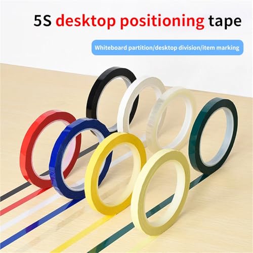 Xuanqiu Whiteboard Tape 10Pcs Desktop Positioning Tape Floor 5s Red Marking Traceless Waterproof Mara Glue Logo Office Supplies Color(Black,66M_0.055MM_5MM)