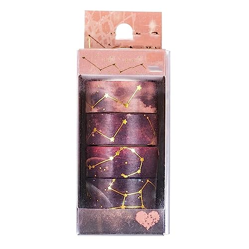 UOHLCX Starry Sky Cherry Blossoms Washi Tape Set Adhesive DIY Scrapbooking Sticker Label