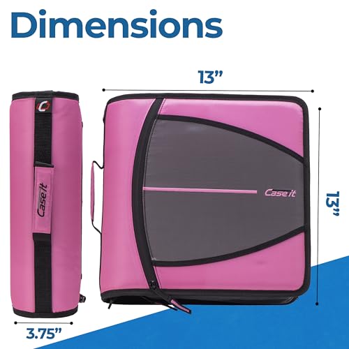 Case-it School Zipper Binder | 3" O-Rings | 600-Sheet | D-146 Light Pink