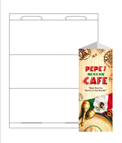 Print-Ready Table Tent, Tri-Fold (No-Tear Waterproof), 3-3/8" x 8-1/2" (Folded), 1-UP on 8-1/2" x 11" White Synthetic 10-Mil Paper - 25 Sheets