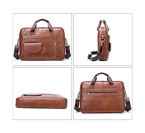 TaoshuNLy Leather 15.6inch Laptop Bag Business Messenger Shoulder Bag Office Briefcase Computer Handbag(Browm)