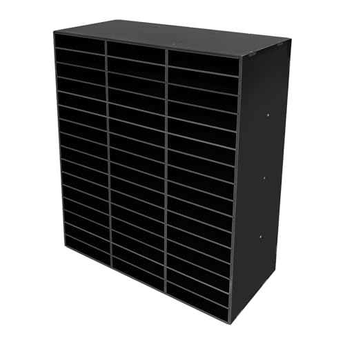tuuhuciapx Mail Sorter Organizer 48 Compartments Document Storage PVC Tiered Shelf for Home Office Library Classroom Black