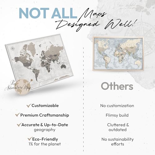 World Travel Wall Map Poster | Push Pin Travel Map Print for Travel Tracking (53 x 40)