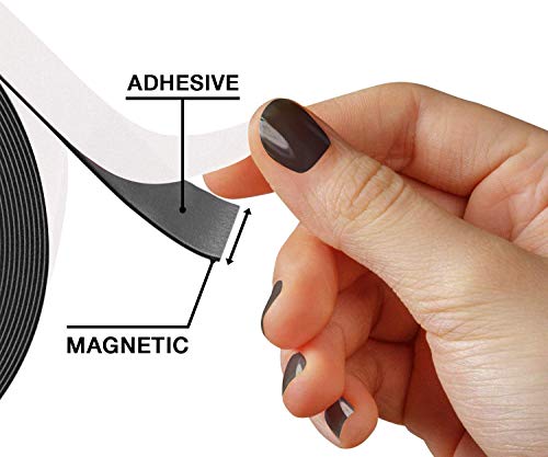Flexible Magnets Magnetic Tape Roll with Adhesive Backing - Strip of Peel and Stick Magnets - Super Strong & Sticky 60 mil - (0.5" x 100')