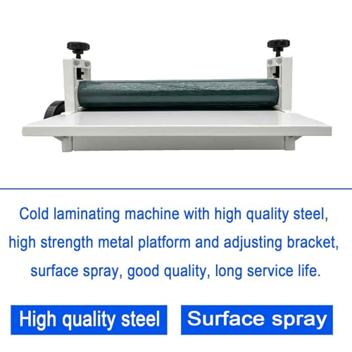 BEILOCKERY Manual Cold Laminating Machine 29.5in(75cm) with Soft Rubber Roller,All Metal Frame Laminator with Fold-up Table, Adjustable Roller Position, for Cold Mounting Photos