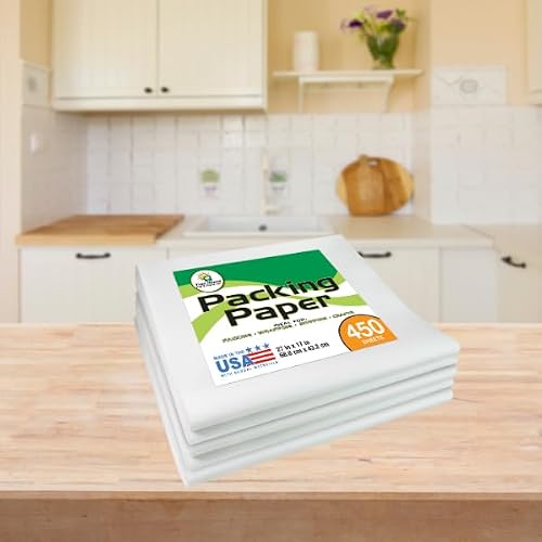 Tree House Packing Paper for Moving – 450 Newsprint Packing Paper Sheets – 27” x 17” Paper for Packing Dishes, Shipping, and Moving Supplies – Recyclable Movers’ Paper – Made in USA