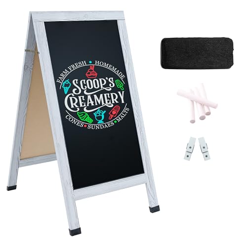 Sunnydaze Magnetic A-Frame Chalkboard Sign - 57- x 27.5-Inch - Whitewash