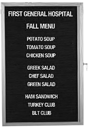 Aarco Overlapping Door Enclosed Directory Felt Letter Board Message Center wth Aluminum Frame - 36"Hx24"W