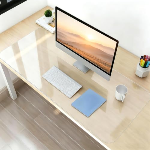 ACFBGFV Clear Desk Cover Protector 19in x 55in Desk Pad Mat Blotter on Top of Desks Transparent PVC Table Protector Rectangle Desk Mat Table Cover for Office Writing Desktop Dresser