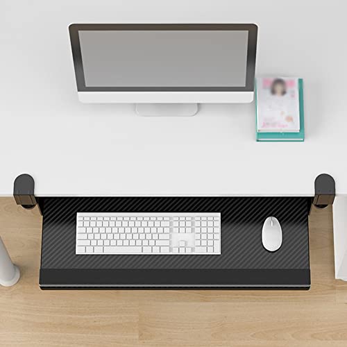 Ergonomic Keyboard Tray, Clamp-on Under Desk Computer Keyboard Drawer, Adjustable Keyboard Platform Extender, C-clamp Mount System, Easy to Type, Black