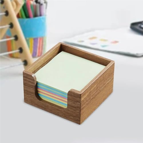 Xuanqiu 2pcs Acacia Wood Sticky Note Holder for Desk, Rustic Business Card Box Dispenser