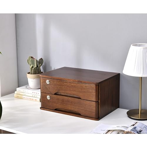 ntumLeap Rustic Solid Wood Desk File Cabinet with Lock,1/2/3/4 Drawer Stylish Storage Box for Office/Home/School Supplies,Chest,B-2 Layer