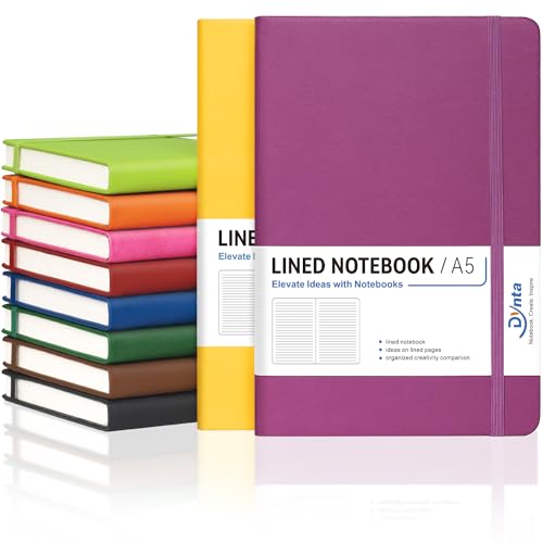 Dynta Hardcover Journals Bulk, 10 Packs A5 Lined Notebooks for Writing