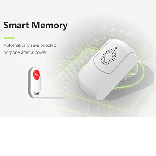Evernary Caregiver Pager Wireless Call System Personal Alert Panic Button for Home Elderly Nurses Calling System and Emergency Button (2 Portable Pager 2 Transmitter)