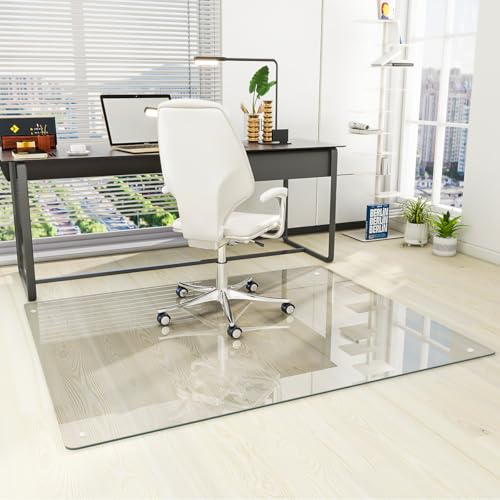 [Tempered Glass] 46" x 55" Glass Office Chair Mat for Carpet
