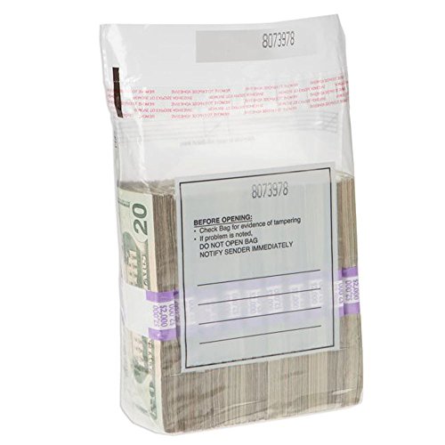 BankSupplies Ten Strap Cash Deposit Bags 8.5 x 8 Inches Pack of 1500 Tamper Evident Security Bags Write-On Panel Sequential Numbering and Tear-Off Receipt