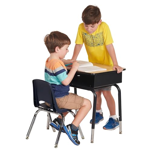 FDP 12" School Stack Chair with Swivel Glides, Navy, 4-Pack, 10379-NV