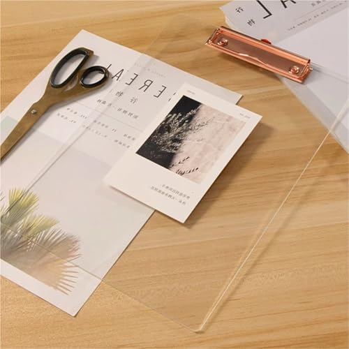 Clipboards Bulk 2Pcs A4 Acrylic Clipboard Transparent File Holder Low Profile Clip Holds 30 Sheets Office Supplies for Professionals(RGD)