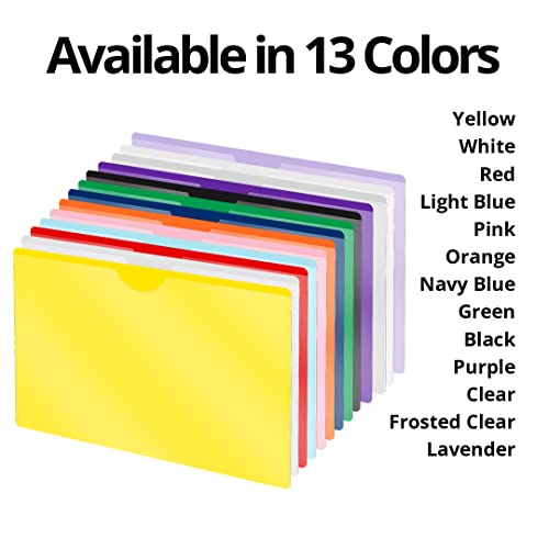Doctor Stuff- 25 Pack, Vinyl Plastic Pocket File Folders Closed Sides, Legal Size, Clear Front Top Loading Job Jacket, Documents Holder for Office, High School and Medical Files, Lavender