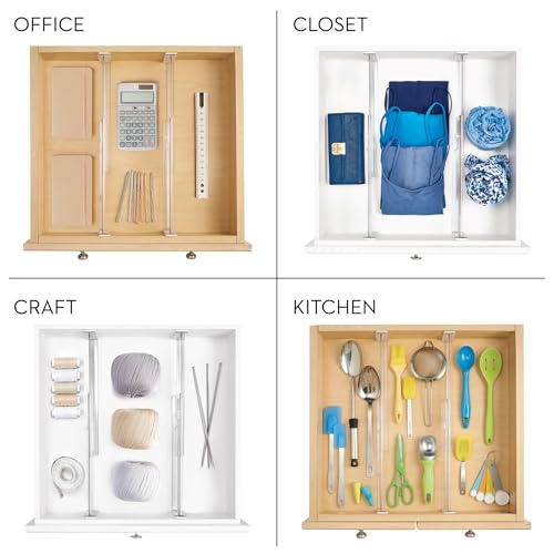 iDesign Plastic Adjustable Deep Drawer Dividers, Set of 8, Clear