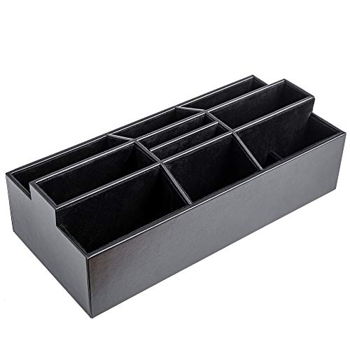 Dacasso Black Leather Remote Control Organizer