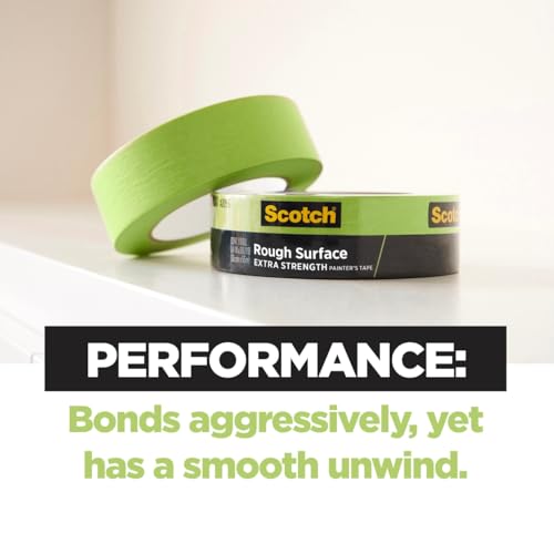 Scotch Rough Surface Painter's Tape 2060-24AR-BK, 0.94 in x 60.1 yd (24mm x 55m), Green, 36 Rolls, Contractor Pack, Clean Removal, No Residue, Textured & Hard-to-Stick Surfaces