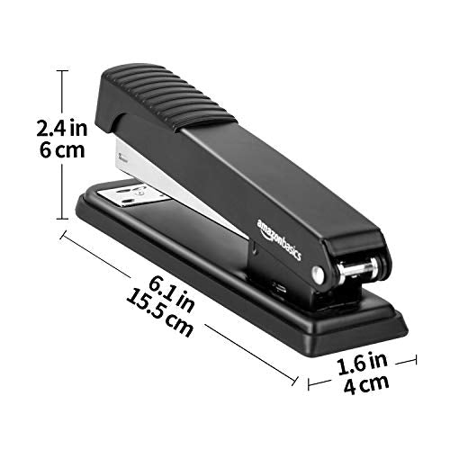 Amazon Basics Full-Strip Desktop Stapler, 20 Sheet Capacity, Non-Slip, Black, 12-Pack
