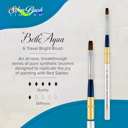 Silver Brush Limited BelleAqua Travel Bright Watercolor Brush, Size 6