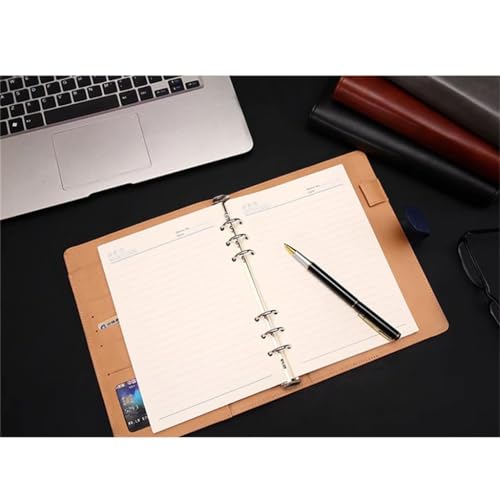 GESJKR A5 Loose Leaf Business Notebook Detachable Leather