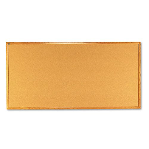Quartet Cork Bulletin Board 96"W x 48"H Pin Board, Oak Finish Frame (308)