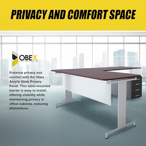 OBEX Table Mounted Modesty Panel Acrylic Desk Privacy Panel & Barrier for Office Cubicle, 24" x 60", Frosted