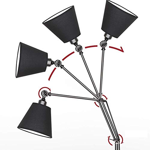 vsGotber Floor Lamp Desk Light Adjustable Head Lamp 360° Swing Arm Large Desk Lamp with Heavy Base for Office, Bedroom Living Room Family Room Study Room Black