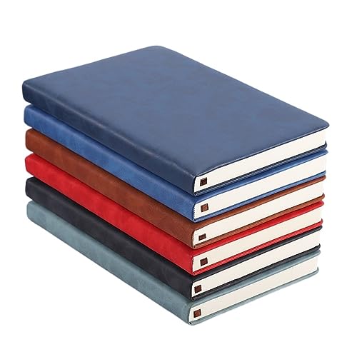 ASWRTYJO A5 Business PU Notebook, Office Stationery, Notepad, 6Pack