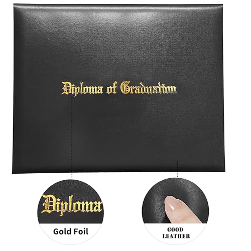 MyGradDay 20 Packs Imprinted Diploma Cover 8.5x11 Diploma Holder Graduation Certificate Cover Smooth Leather Letter Size Black