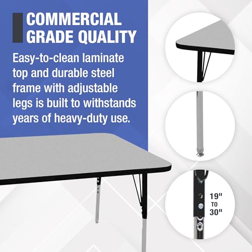 Norwood Commercial Furniture 36-Inch Adjustable Height Classroom Activity Table for Kids & Adults, Rectangular Activity Table for School and Home, Black