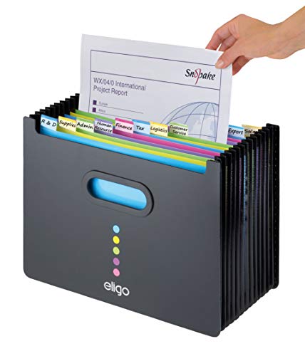 Snopake A4 Eligo Landscape Desk Expander 13-Part – Black [Pack of 1] Ref: 15174