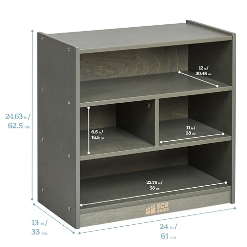 ECR4Kids Mobile Building Block Storage Cabinet, Small, Classroom Furniture, Grey Wash