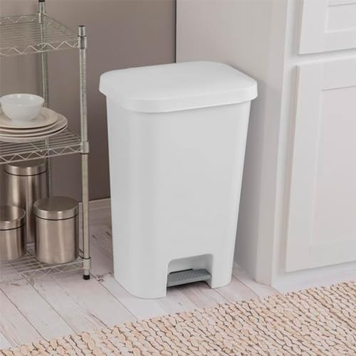 Sterilite Rectangular Step On Kitchen Wastebasket, 11.9 Gal, White, 12-Pack
