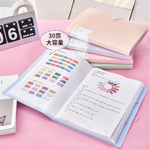Filing Envelopes 30/60 Pages File Bag A4 Transparent Binder File Folder Storage Student Test Paper Classification Organization Office Supplies(Purple,Small)