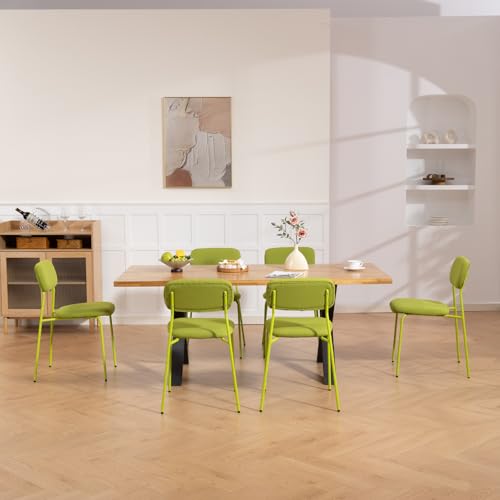 Sidanli Stackable Waiting Room Chairs, Armless Dining Chairs Without Wheels Set of 4 with Comfotable Cushion for Reception Break Room Lobby, Green