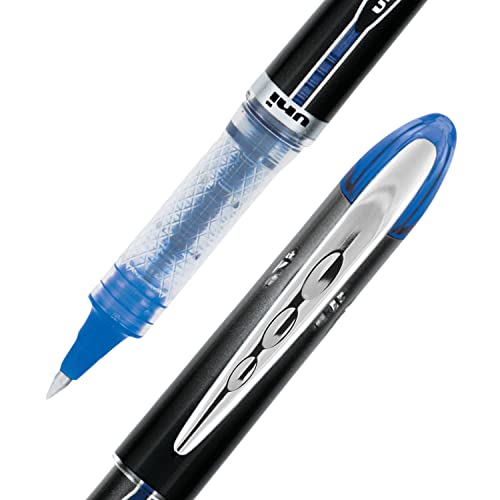 Uni-Ball Vision Elite Rollerball Pens, Micro Point, 0.5mm, Black & Blue Ink, 12 Pack (6 Black, 6 Blue), Fraud & Water Resistant uni Super Ink, Airplane-Safe