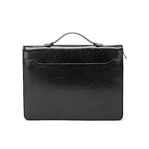Geslun Vegan Leather Zippered Portfolio with Handle and Front Pocket