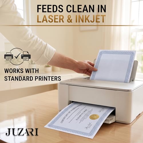 200 Certificate Paper 8.5 x 11 for Printing - Blank Certificate Papers for Award Certificates & Diploma Paper - Premium Blue Border Award Papers Cardstock for Awards & Certificates Graduation