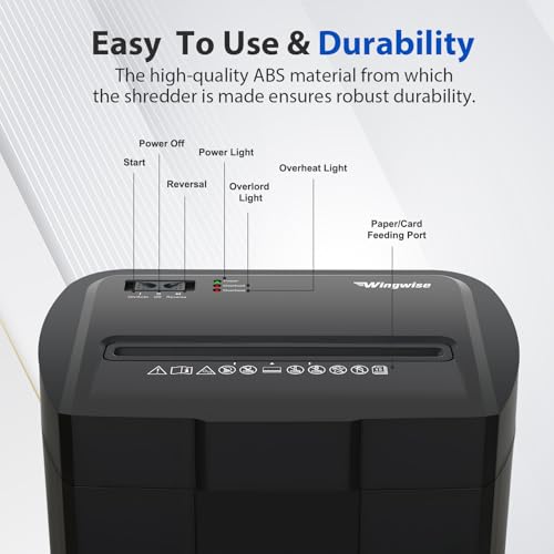 Wingwise Ultra Low Noise 48dB Paper Shredder for Home Office