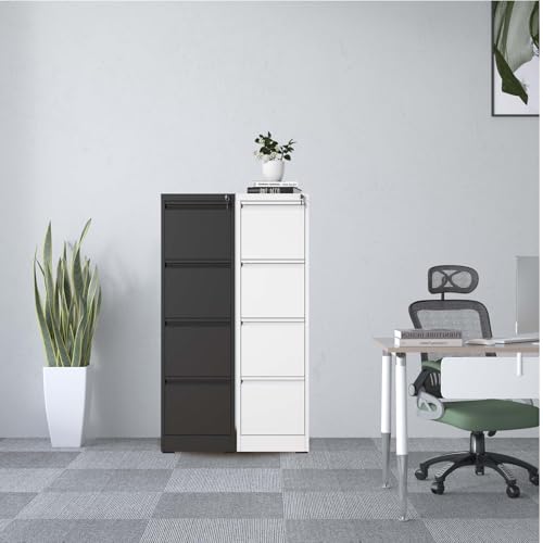 KCSWKJ 4 Drawer Metal Vertical File Cabinet with Lock Office Home Steel Vertical File Cabinet for A4 Legal/Letter Size