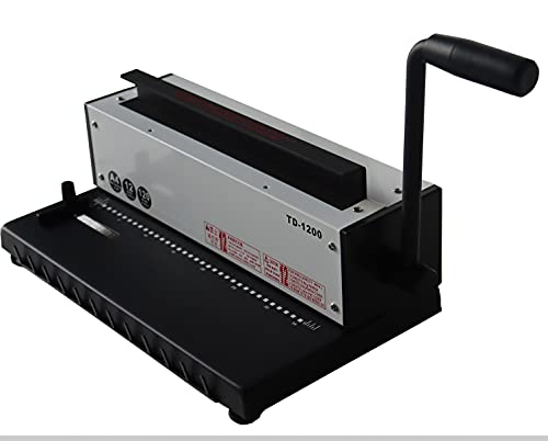 INTBUYING All Steel Metal Base Wire Coil Binding Machine 34Holes 3:1 Square Punching-Binding Machine Binding Iron Ring Machine 120 Sheets Binding Capacity#TD1200 Machine a Cahier Spirale