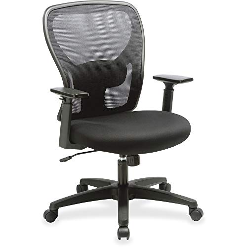 Lorell Soho Task Chair, Mid-Back, Mesh Back with Fabric Seat, Black