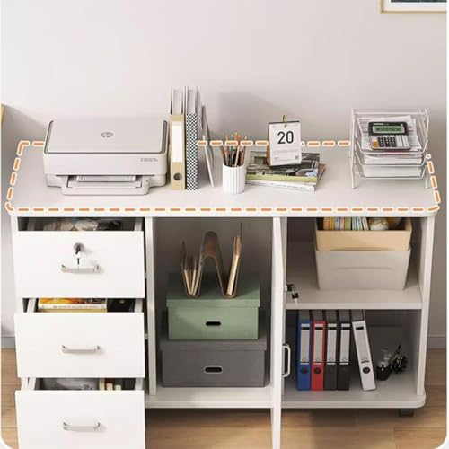 DESALAI Modern White File Cabinet, 90cm x 34cm 59cm, 1 Drawer, Locking, Home Office, Files & Folders